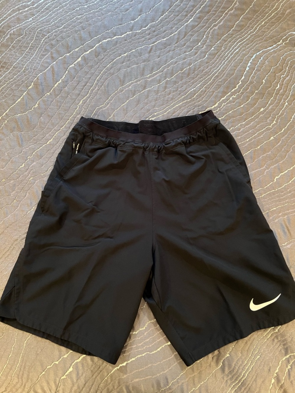 Nike Pro Flex Rep Men’s Black Athletic Shorts with White Swoosh